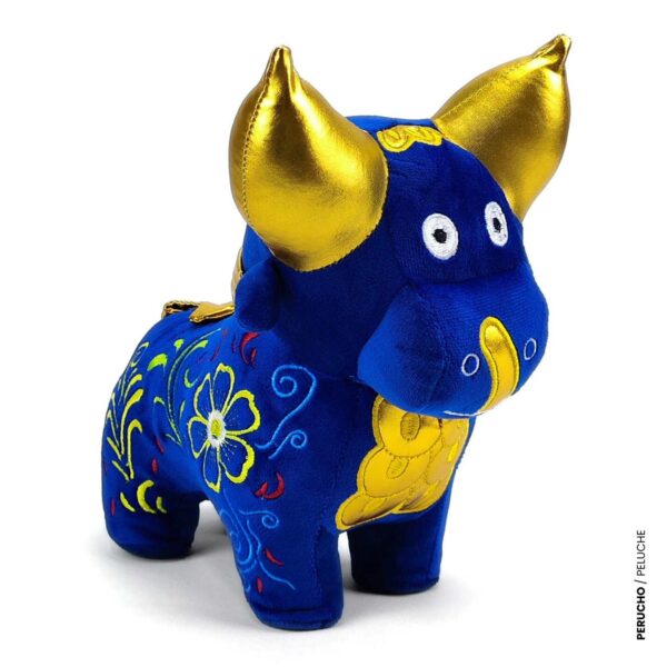 Torito de Pucará Perú de peluche color azul - Imagen 2