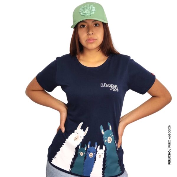 Polo de mujer diseño llamas Perú puro algodón - Imagen 6